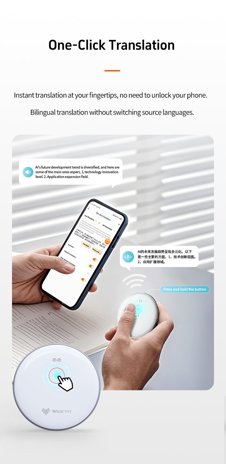 Smart translator AI assistant portable simultaneous interpretation