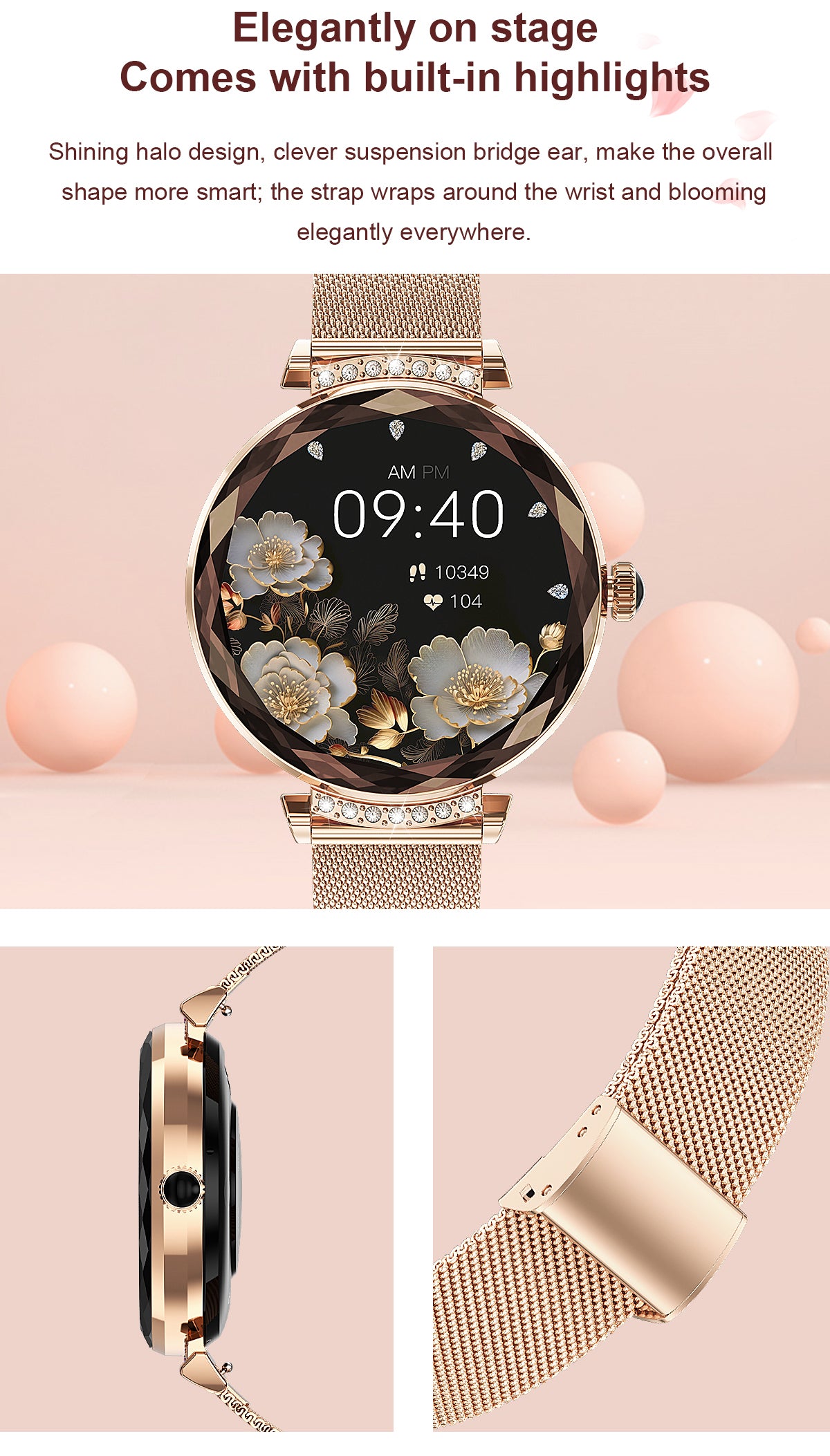 Luxury Fashion NX7pro Smartwatch for Ladies 1.19inch Display IP68 Deep Waterproof Women's Health Watch BT Call IOS