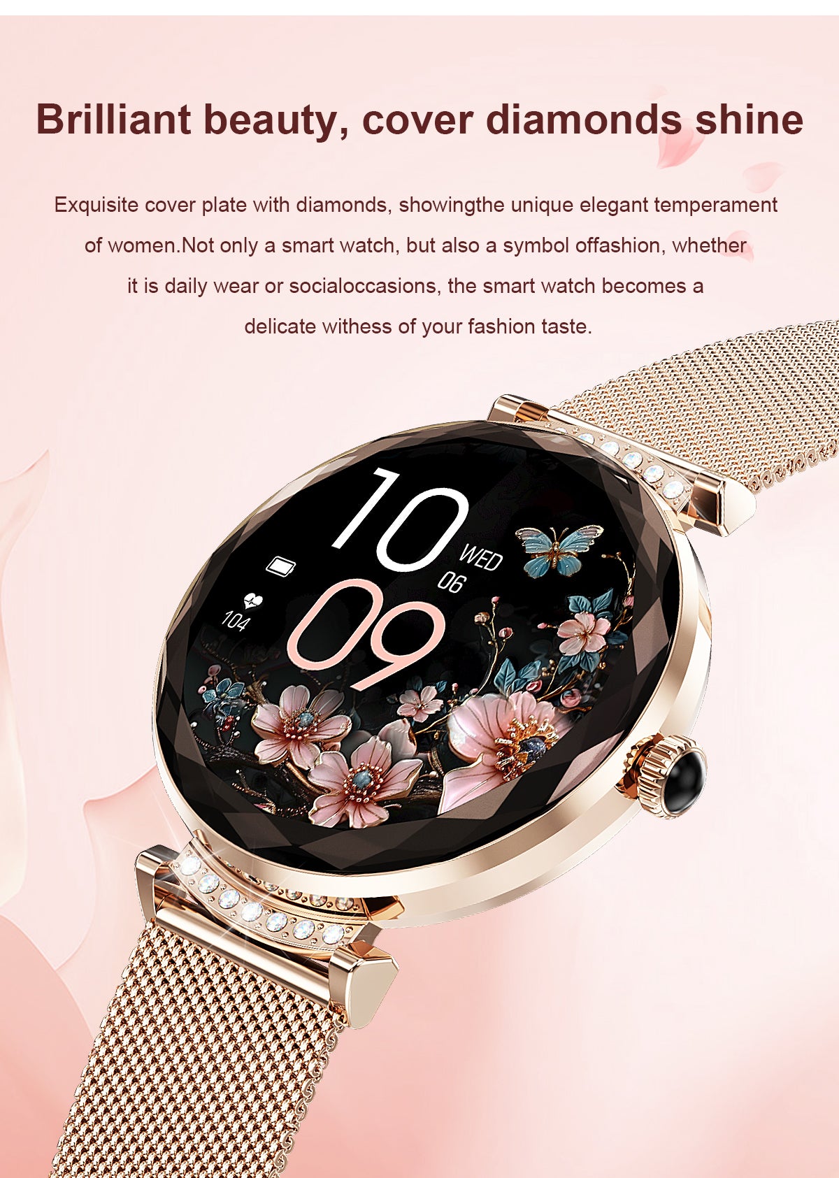 Luxury Fashion NX7pro Smartwatch for Ladies 1.19inch Display IP68 Deep Waterproof Women's Health Watch BT Call IOS