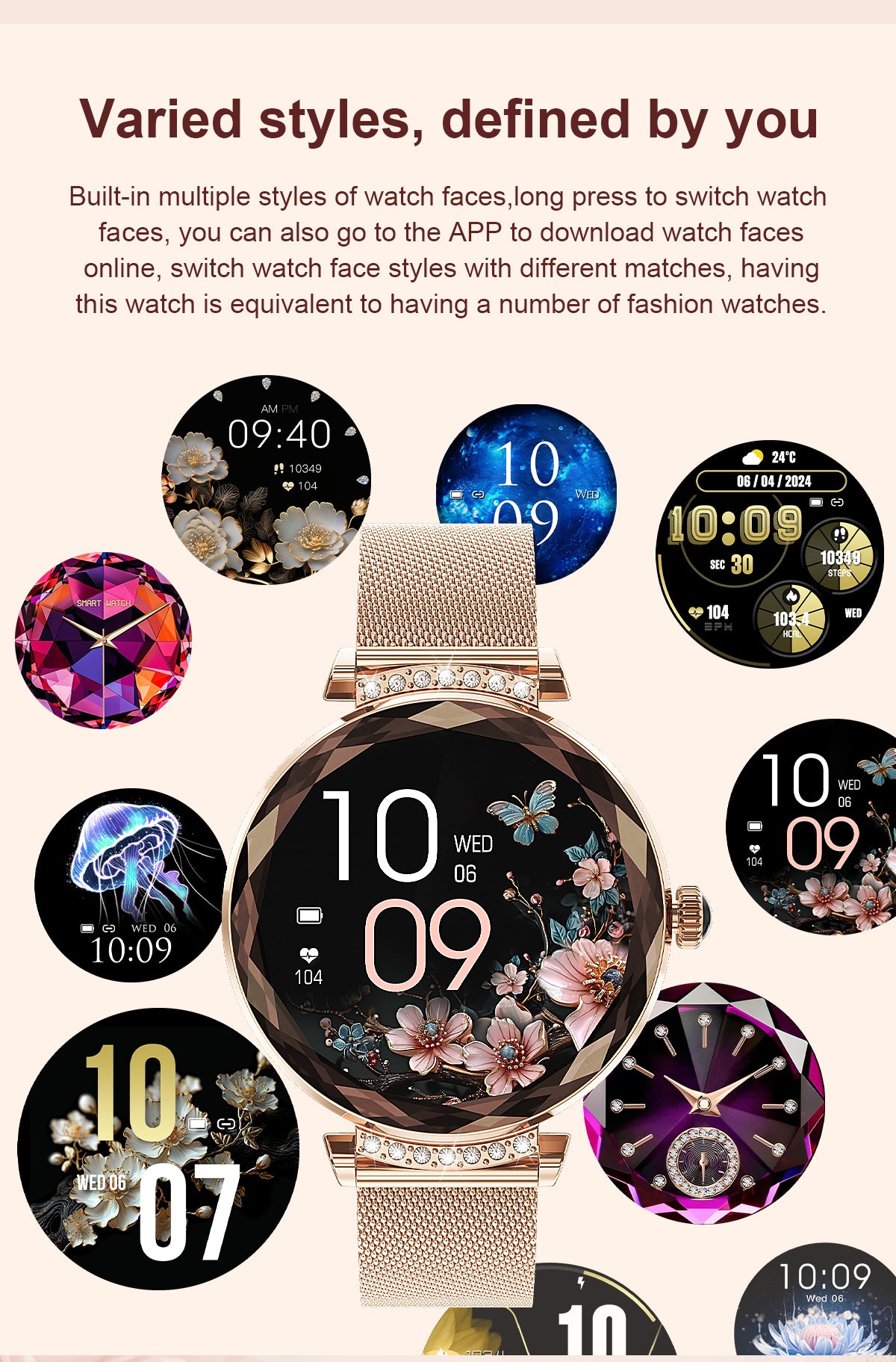 Luxury Fashion NX7pro Smartwatch for Ladies 1.19inch Display IP68 Deep Waterproof Women's Health Watch BT Call IOS