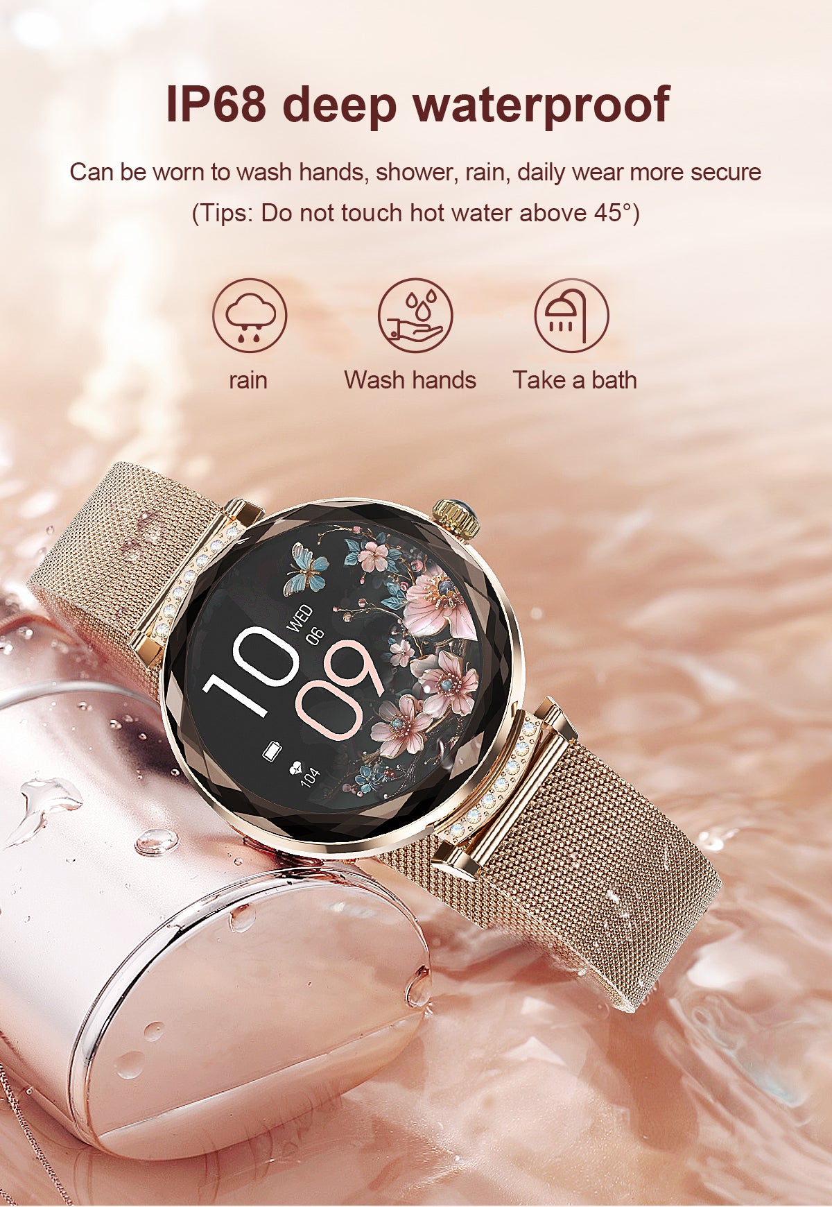 Luxury Fashion NX7pro Smartwatch for Ladies 1.19inch Display IP68 Deep Waterproof Women's Health Watch BT Call IOS