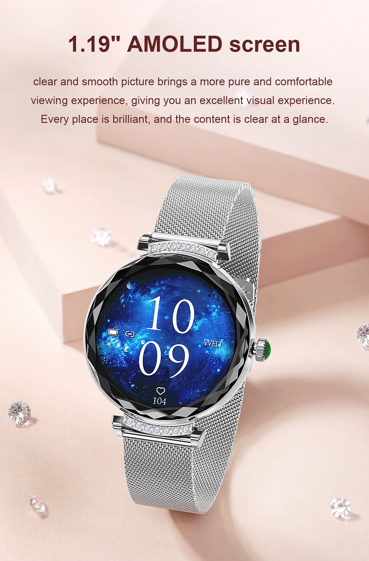 Luxury Fashion NX7pro Smartwatch for Ladies 1.19inch Display IP68 Deep Waterproof Women's Health Watch BT Call IOS