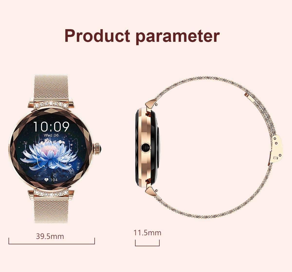 Luxury Fashion NX7pro Smartwatch for Ladies 1.19inch Display IP68 Deep Waterproof Women's Health Watch BT Call IOS